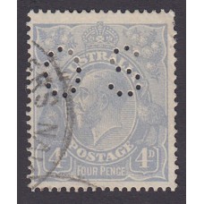 Australian    King George V    4d Blue   Single Crown WMK  Perf O.S. Plate Variety 1L11..